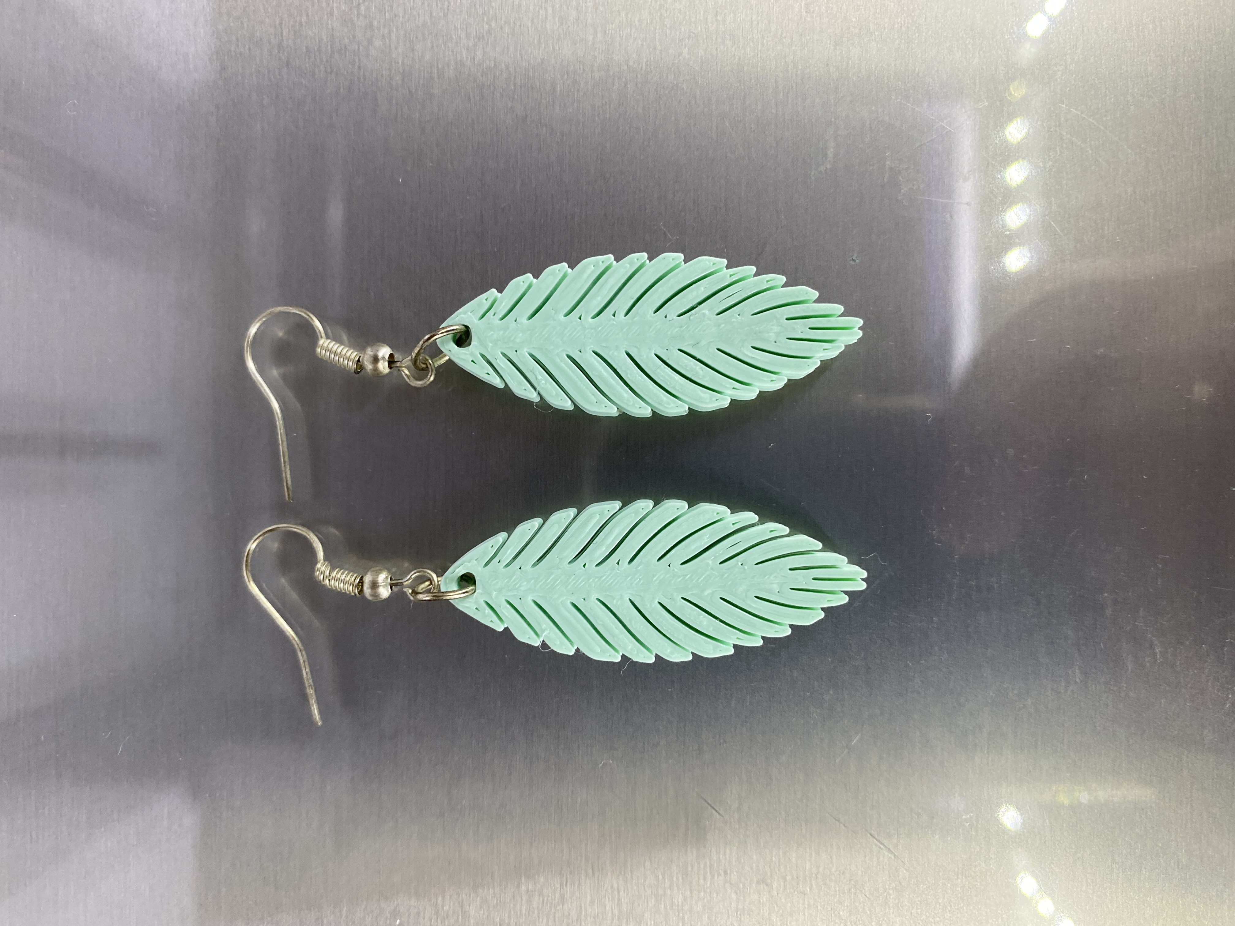 Mint Green 3D Printed Earrings